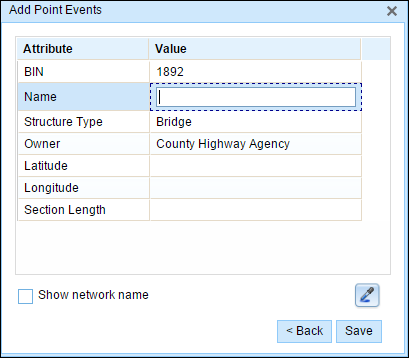 Event attribute table Event attribute table